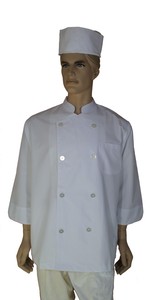 A004薄料中山領雙排扣七分袖廚師服