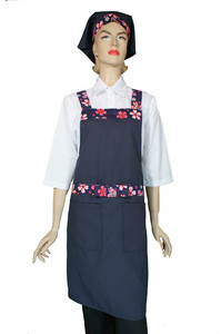 A620-1藍櫻花腰帶蝴蝶結日式全身圍裙(H帶)