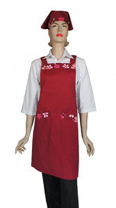 A621-4暗紅配紅櫻花日式全身圍裙(H帶)