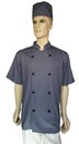 A130鐵灰中山領雙排扣短袖廚師服