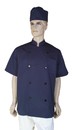 A133藍色中山領雙排扣短袖廚師服