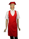 A625-3紅V領單袋圍裙